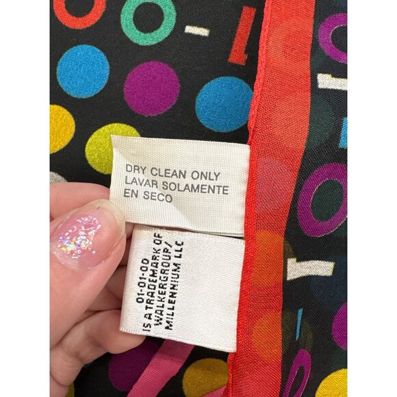 01-01-00 Vintage Polka Dot Silk Scarf 20" Square Made In Italy - Picture 6 of 6